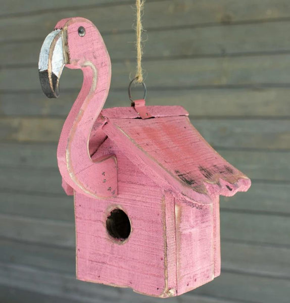 Recycled Wood Flamingo Birdhouse