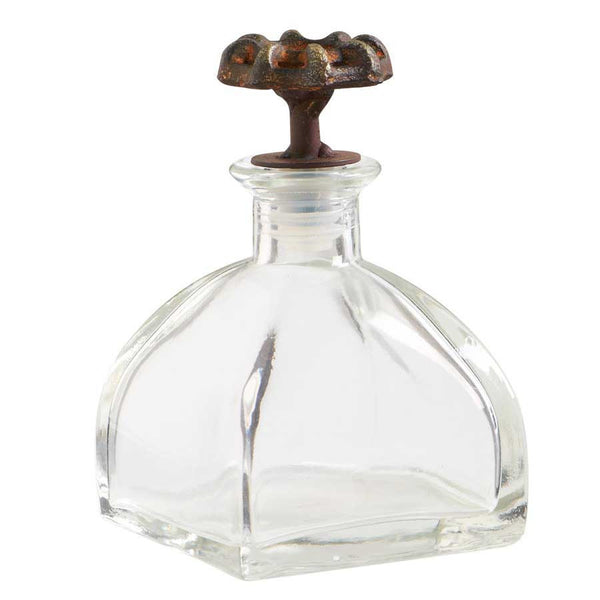 Round Glass Bottle w/ Metal Water Faucet Knob Lid - E.T. Tobey Company