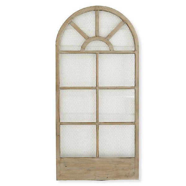 Antique White Wood Window Frame w/ Metal Mesh Inset - E.T. Tobey Company