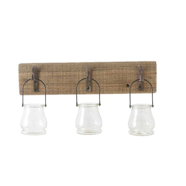 Wall Hanger with 3 Glass Bottle Wire Hangers
