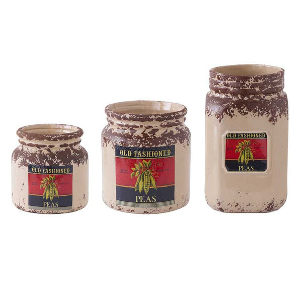 Ceramic Canisters w/ Vintage Pea Motif - E.T. Tobey Company