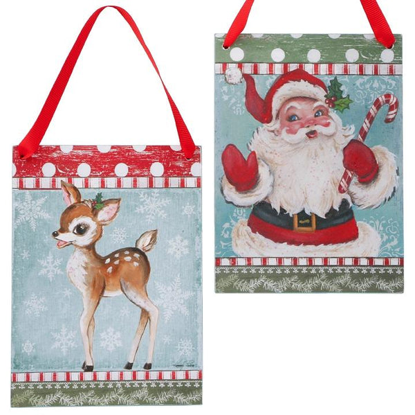 Deer & Santa Ornament