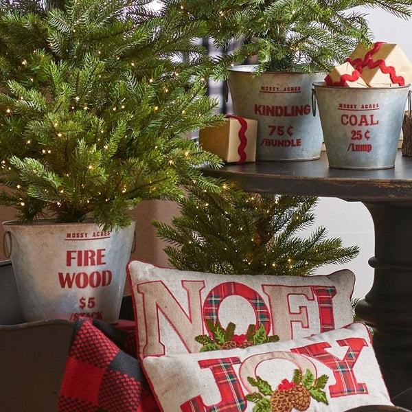 Christmas Tin Message Buckets - farmhouse christmas