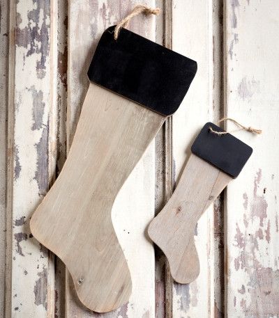 Wooden Stocking with Blackboard Cuff