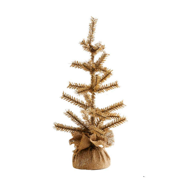 Glittered Pine Christmas Tree with Burlap Base