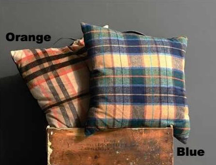 Square Fabric Pillow w/ Plaid Pattern - E.T. Tobey Company
