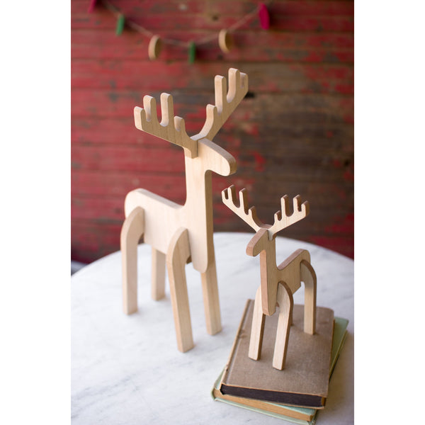 Set Of 2 Wooden Standing Deer - E.T. Tobey Company