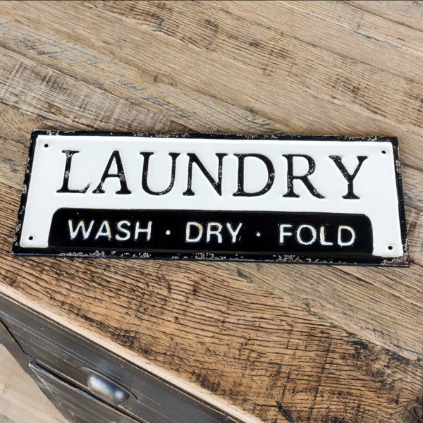 Metal Wash-Dry-Fold Laundry Sign