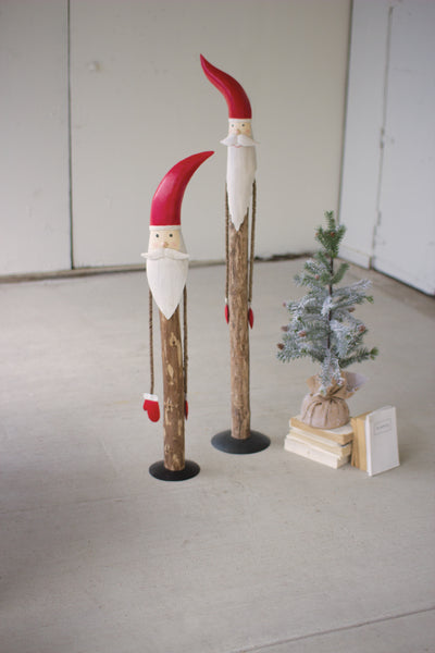 Tall Wood & Painted Metal Santa