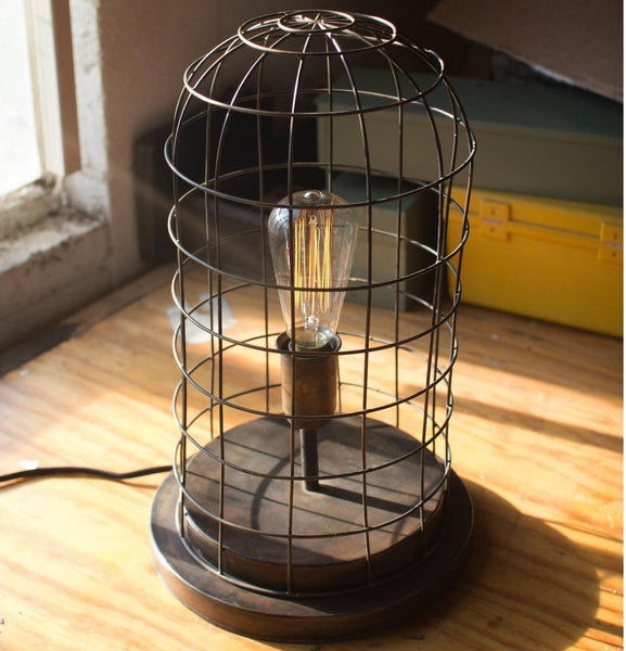 Wire Cage Desk Lamp Old Brass - E.T. Tobey Company