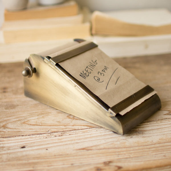 Desk Top Note Roll in Antique Brass