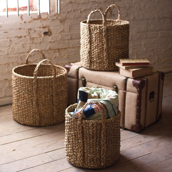 Braided Seagrass Storage Basket with Handles