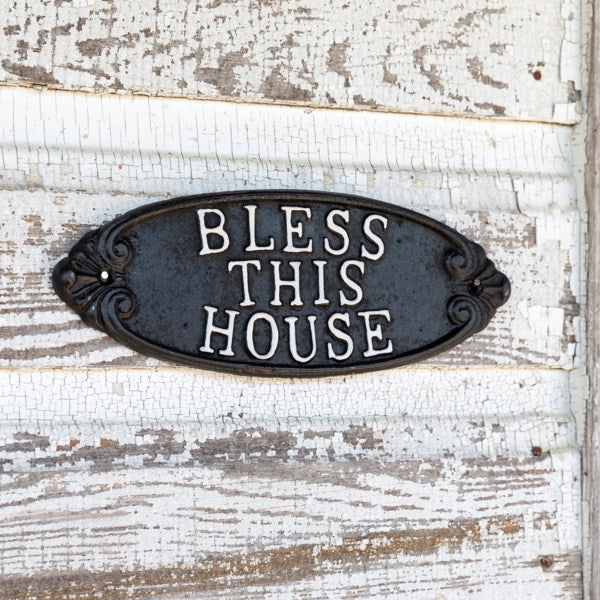 Cast Iron Bless This House Sign