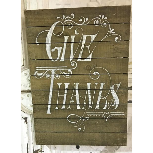 Give Thanks Barnwood Sign - E.T. Tobey Company