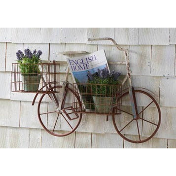  Metal Bicycle Wall Hanger w/ 2 Wire Baskets