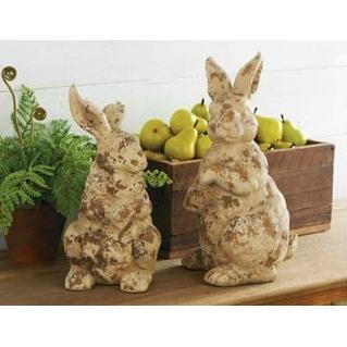 Brown Terra Cotta Sitting Rabbit w/ Ears Up & Bent - E.T. Tobey Company