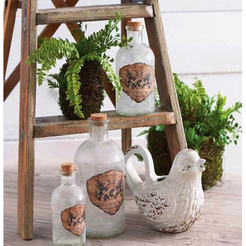 Vintage Glass Bottles w/ Butterfly Detail - Joanna Gaines Style