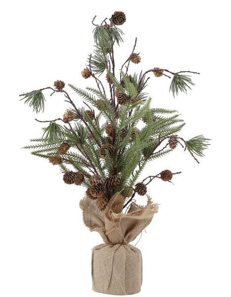 Faux Pine Tree w/ Pinecones in Burlap Wrapped Base