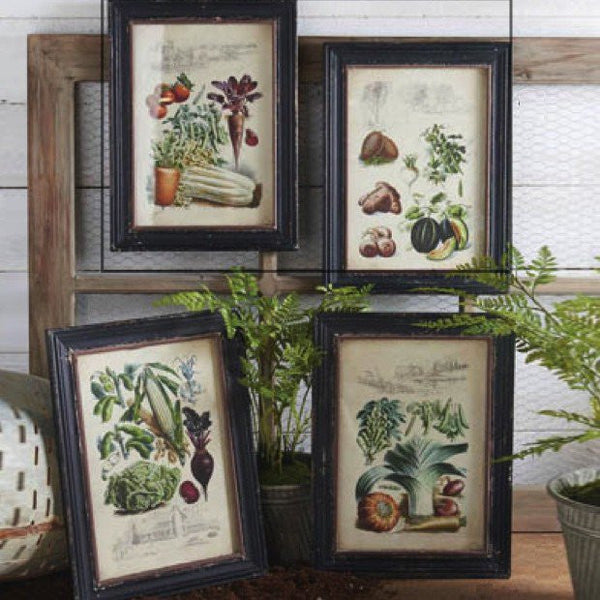 Black Framed Vegetable Prints -farmhouse kitchen