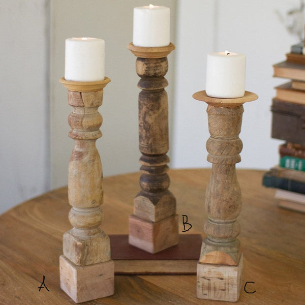 Wooden Reclaimed Banister Candle Stand
