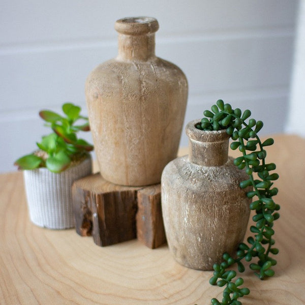 Carved Shoulder Wooden Bottles