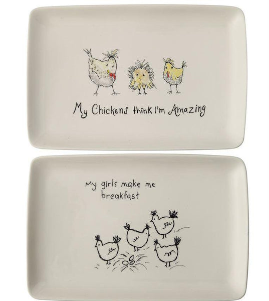 Stoneware Platter w/ Chickens