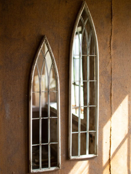 Tall Wood and Metal Church Mirror