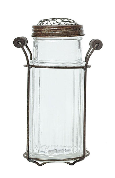 Glass Vase w/ Metal Frog Lid