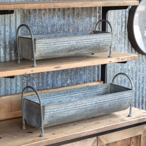 Footed Metal Trough Containers