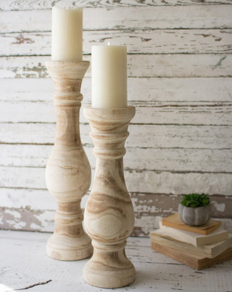 Hand Carved Wooden Candle Stands
