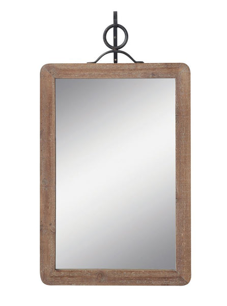 Wood Framed Wall Mirror w/ Metal Bracket