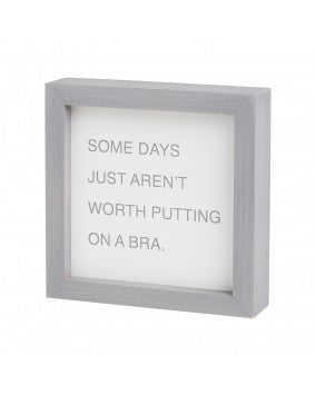 Putting On Bra Gray Letterboard